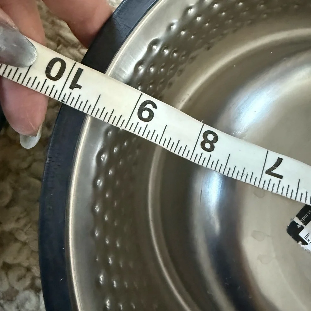 Premium Stainless Steel Dog Bowls with Non-Slip Black Base hammered set of 2